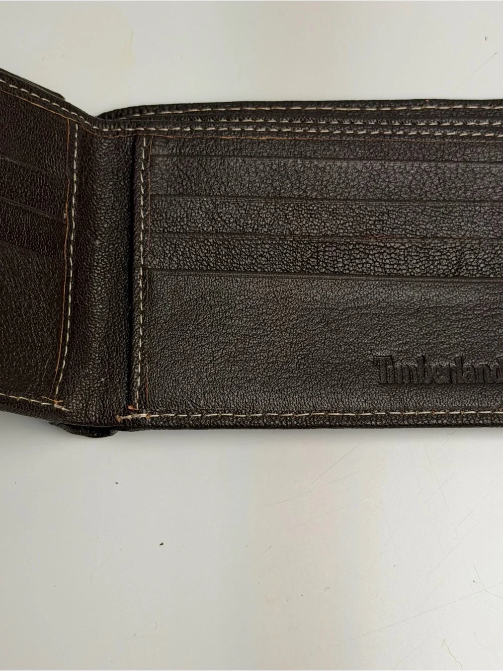 Timberland Dark Brown Leather Wallet with Embossed Logo